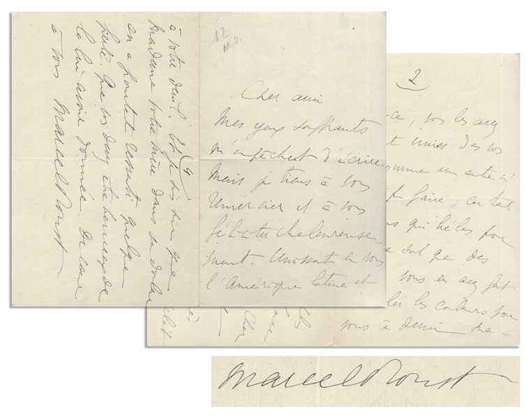 Marcel Proust Autograph Letter Signed From 1917 -- ''...it is lovely that these well-deserved successes add their noble radiance to your mourning...''